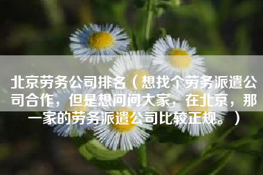 北京劳务公司排名（想找个劳务派遣公司合作，但是想问问大家，在北京，那一家的劳务派遣公司比较正规。）