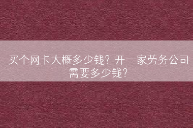 买个网卡大概多少钱？开一家劳务公司需要多少钱？