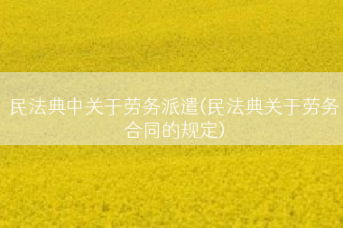 民法典中关于劳务派遣(民法典关于劳务合同的规定)