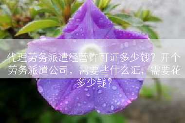 代理劳务派遣经营许可证多少钱？开个劳务派遣公司，需要些什么证，需要花多少钱？
