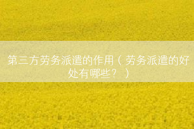 第三方劳务派遣的作用（劳务派遣的好处有哪些？）