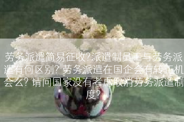 劳务派遣简易征收?派遣制员工与劳务派遣有何区别? 劳务派遣在国企会有转正机会么? 请问国家没有考虑取消劳务派遣制度?