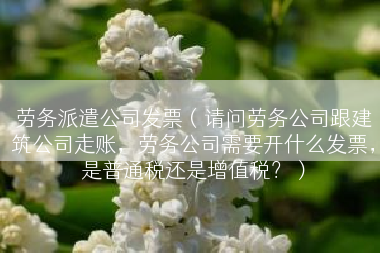劳务派遣公司发票（请问劳务公司跟建筑公司走账，劳务公司需要开什么发票，是普通税还是增值税？）