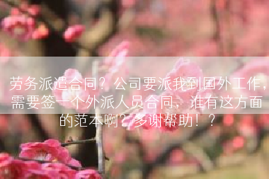 劳务派遣合同？公司要派我到国外工作，需要签一个外派人员合同，谁有这方面的范本啊？多谢帮助！？