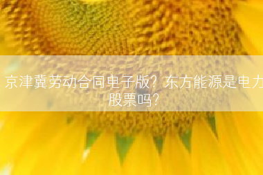 京津冀劳动合同电子版？东方能源是电力股票吗？