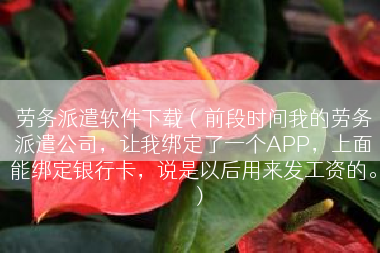 劳务派遣软件下载（前段时间我的劳务派遣公司，让我绑定了一个APP，上面能绑定银行卡，说是以后用来发工资的。）