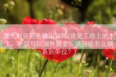 澳大利亚劳务输出骗局(我是工地上的木工，听说可以国外就业，请问该怎么联系到单位？)
