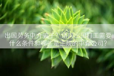 出国劳务中介骗子？请问出国打工需要什么条件和哪些是正规的中介公司？