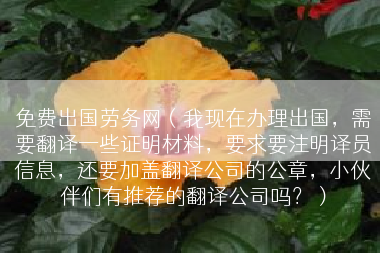 免费出国劳务网（我现在办理出国，需要翻译一些证明材料，要求要注明译员信息，还要加盖翻译公司的公章，小伙伴们有推荐的翻译公司吗？）
