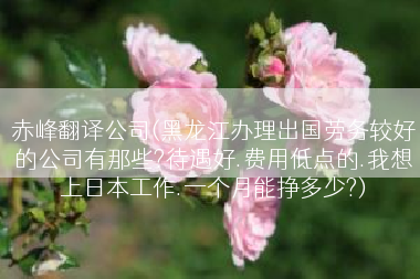 赤峰翻译公司(黑龙江办理出国劳务较好的公司有那些?待遇好.费用低点的.我想上日本工作.一个月能挣多少?)
