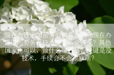 现在办理出国劳务公司靠谱吗？现在办理出国劳务去日本需要多少资金？其他国家也可以，做什么赚钱多，关键是没技术，手续会不会很麻烦？