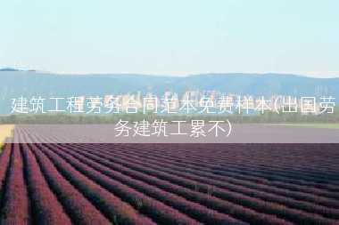 建筑工程劳务合同范本免费样本(出国劳务建筑工累不)