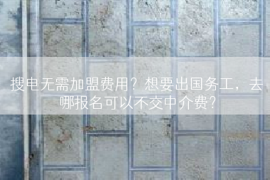 搜电无需加盟费用？想要出国务工，去哪报名可以不交中介费？