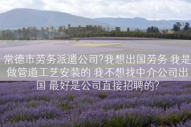 常德市劳务派遣公司?我想出国劳务 我是做管道工艺安装的 我不想找中介公司出国 最好是公司直接招聘的?