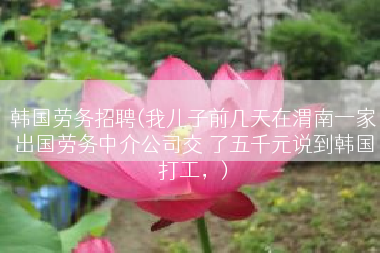 韩国劳务招聘(我儿子前几天在渭南一家出国劳务中介公司交 了五千元说到韩国打工，)