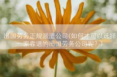 出国劳务正规派遣公司(如何才可以选择一家靠谱的出国劳务公司呢？)
