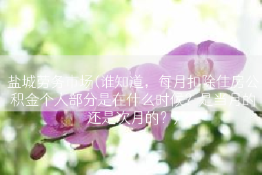 盐城劳务市场(谁知道，每月扣除住房公积金个人部分是在什么时候？是当月的还是次月的？)