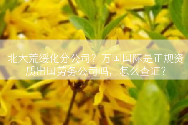北大荒绥化分公司？万国国际是正规资质出国劳务公司吗，怎么查证？