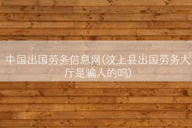 中国出国劳务信息网(汶上县出国劳务大厅是骗人的吗)