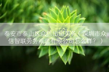 泰安市泰山区众信出国劳务（深圳市众信智联劳务派遣有限公司怎么样？）