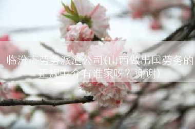 临汾市劳务派遣公司(山西做出国劳务的正规中介有谁家呀？谢谢)