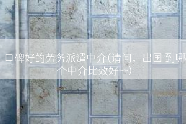 口碑好的劳务派遣中介(请问，出国 到哪个中介比效好~~)