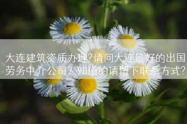 大连建筑资质办理?请问大连最好的出国劳务中介公司？知道的请留下联系方式?