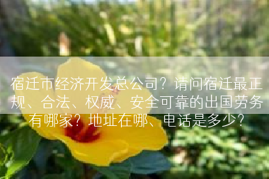 宿迁市经济开发总公司？请问宿迁最正规、合法、权威、安全可靠的出国劳务有哪家？地址在哪、电话是多少？