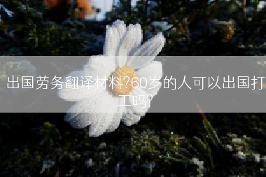 出国劳务翻译材料?60岁的人可以出国打工吗?