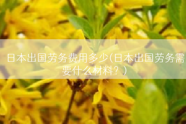 日本出国劳务费用多少(日本出国劳务需要什么材料？)