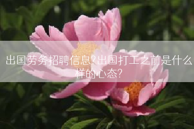 出国劳务招聘信息?出国打工之前是什么样的心态?