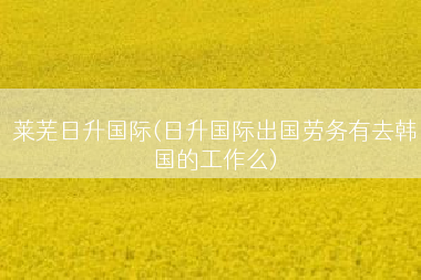 莱芜日升国际(日升国际出国劳务有去韩国的工作么)