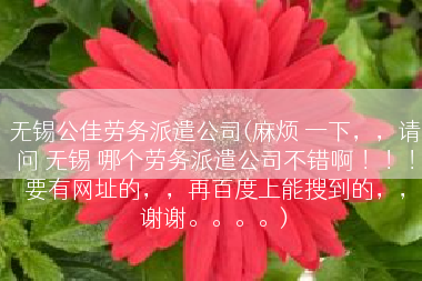 无锡公佳劳务派遣公司(麻烦 一下，，请问 无锡 哪个劳务派遣公司不错啊 ！！！要有网址的，，再百度上能搜到的，，谢谢。。。。)