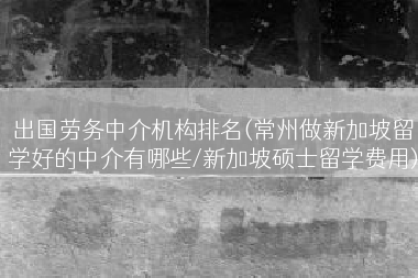 出国劳务中介机构排名(常州做新加坡留学好的中介有哪些/新加坡硕士留学费用)