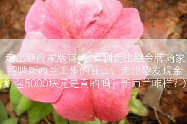 走出趣商家版官网(看到走出趣金牌商家招聘新西兰工作的瓦工，走出趣发现金红包5000块元是真的吗？新西兰咋样？)