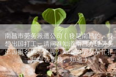 南昌市劳务派遣公司（我是南昌的，我想出国打工，请问谁知道南昌办理劳务出国报名地址在哪？知道的朋友帮忙把地址告诉我，知道）