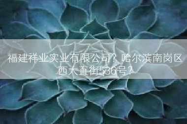 福建祥业实业有限公司？哈尔滨南岗区西大直街536号？