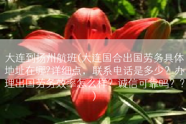 大连到扬州航班(大连国合出国劳务具体地址在哪?详细点，联系电话是多少？办理出国劳务效率怎么样？诚信可靠吗？？)