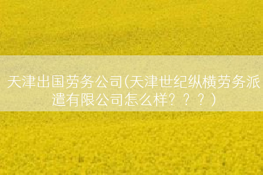 天津出国劳务公司(天津世纪纵横劳务派遣有限公司怎么样？？？)