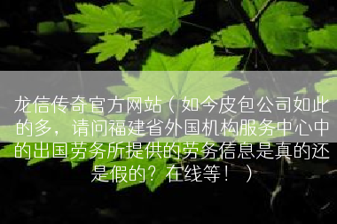 龙信传奇官方网站（如今皮包公司如此的多，请问福建省外国机构服务中心中的出国劳务所提供的劳务信息是真的还是假的？在线等！）