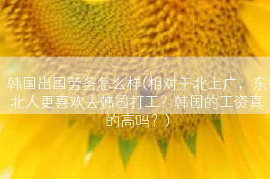 韩国出国劳务怎么样(相对于北上广，东北人更喜欢去韩国打工？韩国的工资真的高吗？)