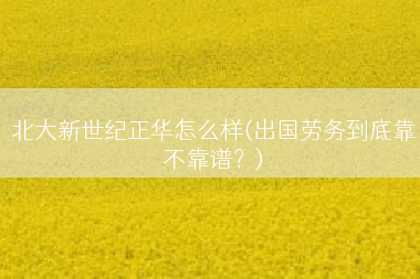 北大新世纪正华怎么样(出国劳务到底靠不靠谱？)