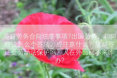 签订劳务合同注意事项?出国劳务，和同应该怎么个签法，应注意什么？旅游签证受劳动法保护吗？人在外面回不来咋办?
