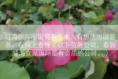 威海国际出国劳务（本人有想法出国劳务，在网上查找了以下劳务公司，看到威海立派国际是有资质的公司。）