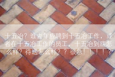 十五冶？谁去年应聘到十五冶工作，或者在十五冶工作的员工，十五冶到底怎么样？待遇怎么样？？很急！！！！？