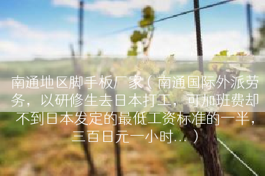 南通地区脚手板厂家（南通国际外派劳务，以研修生去日本打工，可加班费却不到日本发定的最低工资标准的一半，三百日元一小时...）