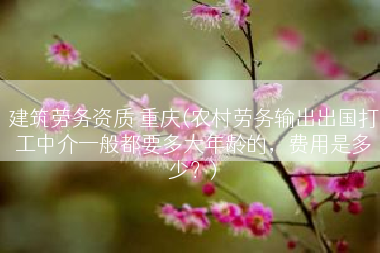 建筑劳务资质 重庆(农村劳务输出出国打工中介一般都要多大年龄的，费用是多少？)