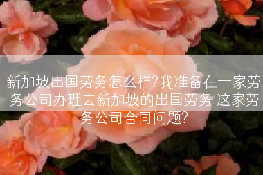 新加坡出国劳务怎么样?我准备在一家劳务公司办理去新加坡的出国劳务 这家劳务公司合同问题?