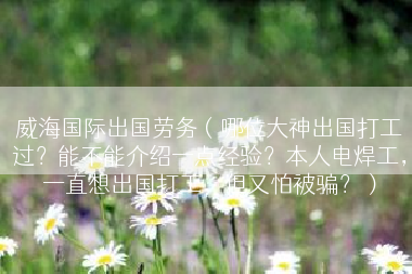 威海国际出国劳务（哪位大神出国打工过？能不能介绍一点经验？本人电焊工，一直想出国打工，但又怕被骗？）