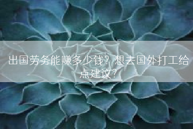 出国劳务能赚多少钱？想去国外打工给点建议？
